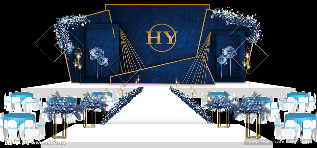 蓝色系婚礼设计背景