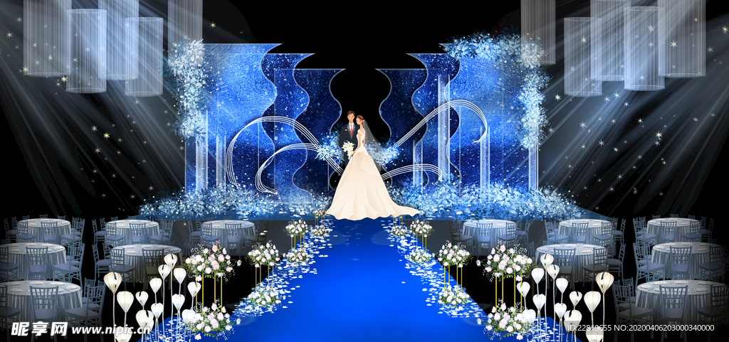 蓝色系婚礼设计背景