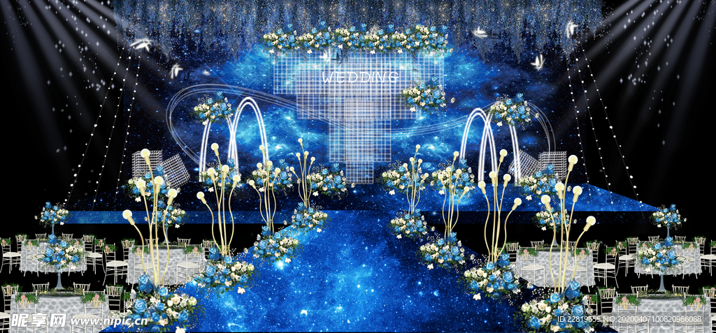 蓝色系婚礼设计背景