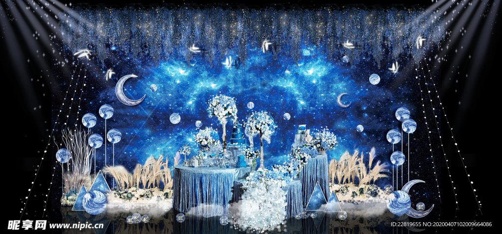 蓝色系婚礼设计背景