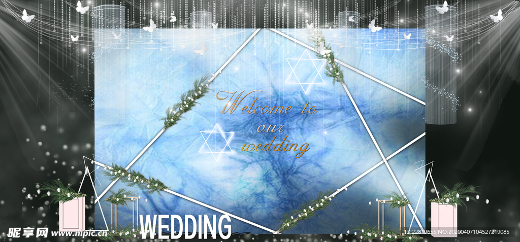 蓝色系婚礼设计背景