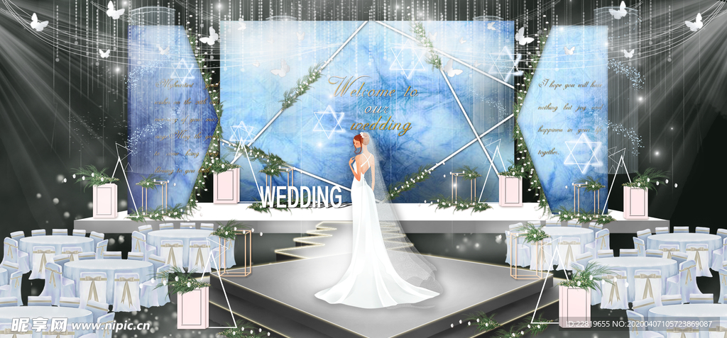 蓝色系婚礼设计背景