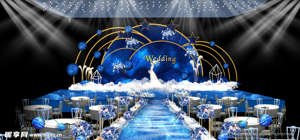 蓝色系婚礼设计背景