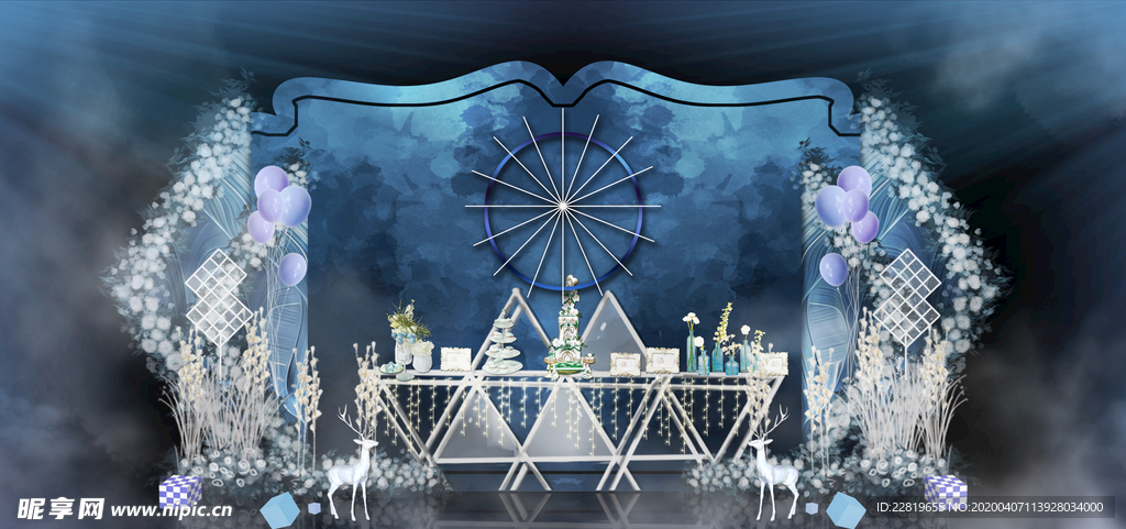 蓝色系婚礼设计背景