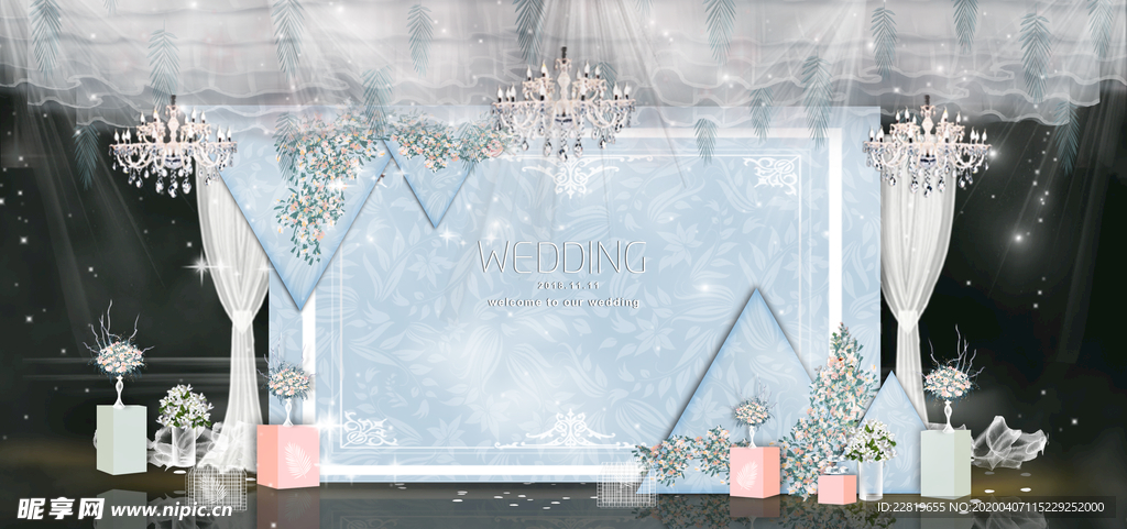 蓝色系婚礼设计背景