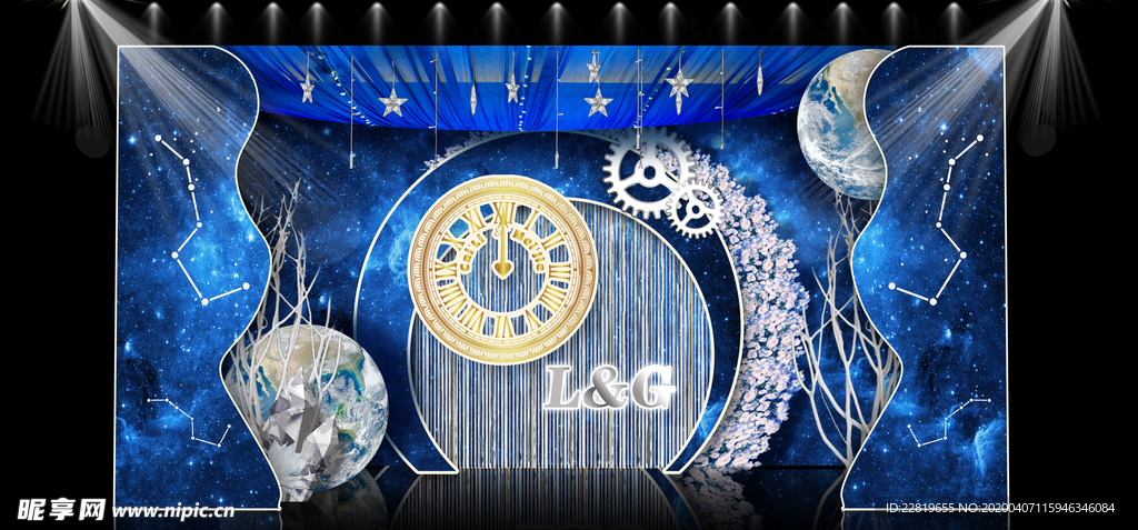 蓝色系婚礼设计背景