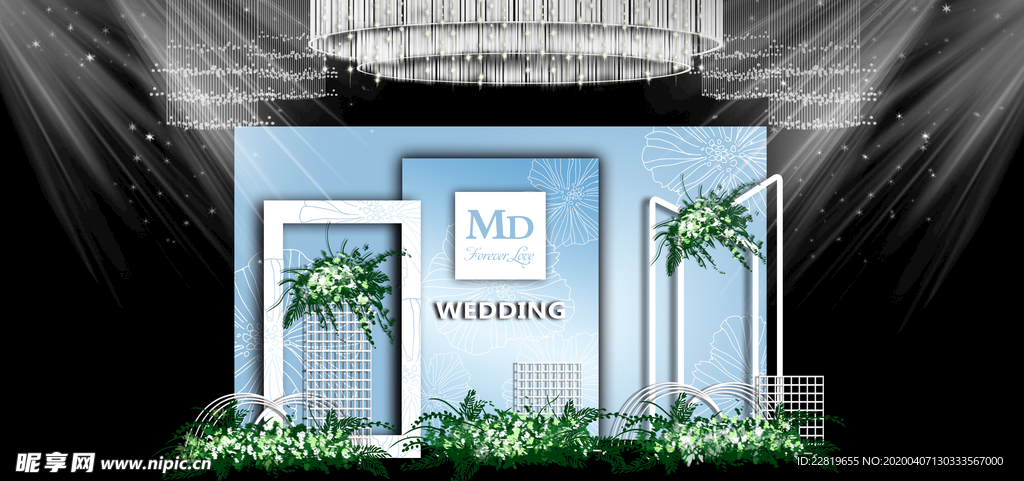 蓝色系婚礼设计背景