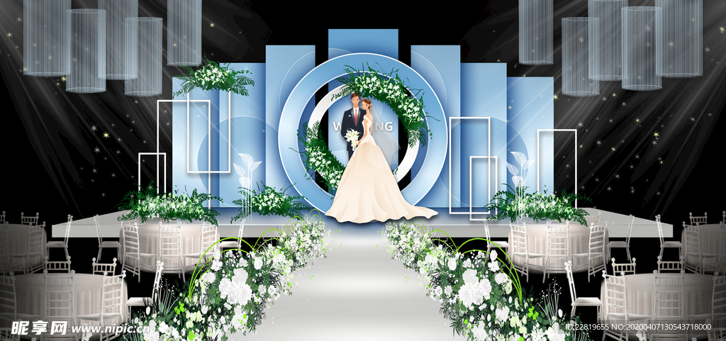 蓝色系婚礼设计背景