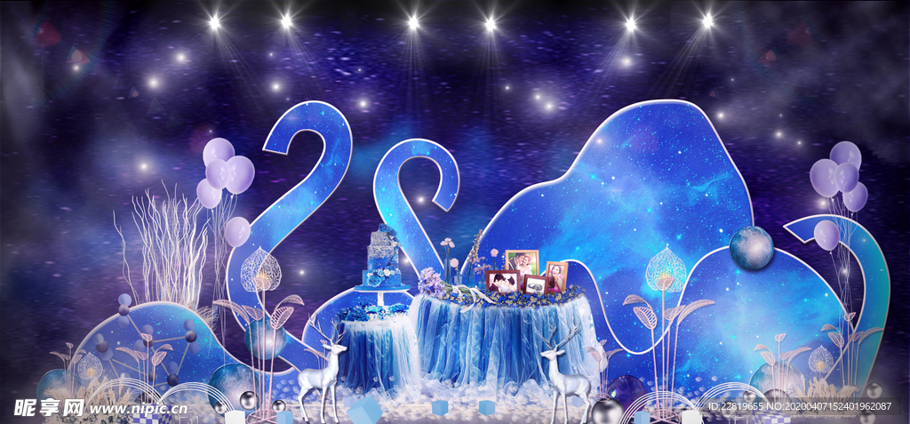 蓝色系婚礼设计背景