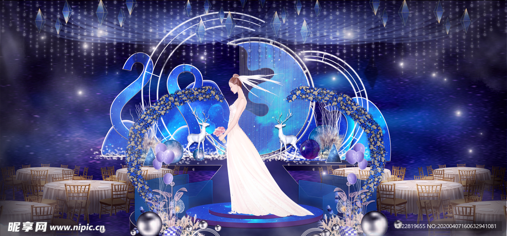 蓝色系婚礼设计背景