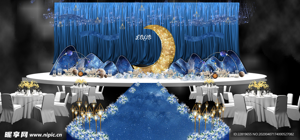 蓝色系婚礼设计背景