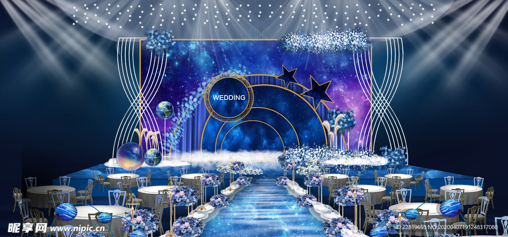 蓝色系婚礼设计背景