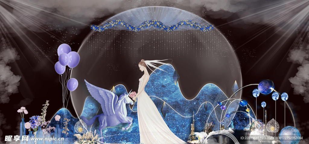 蓝色系婚礼设计背景