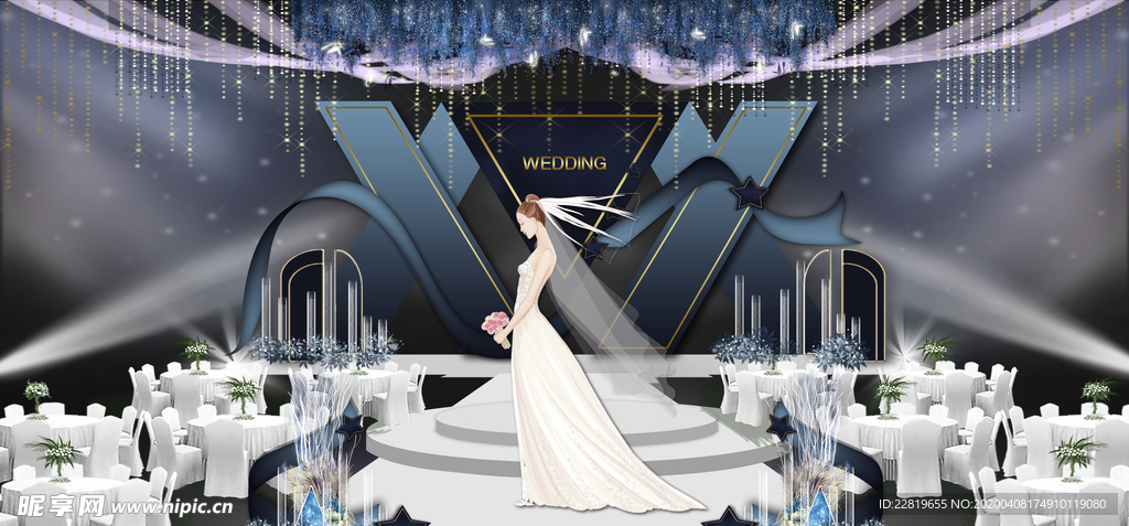 蓝色系婚礼设计背景