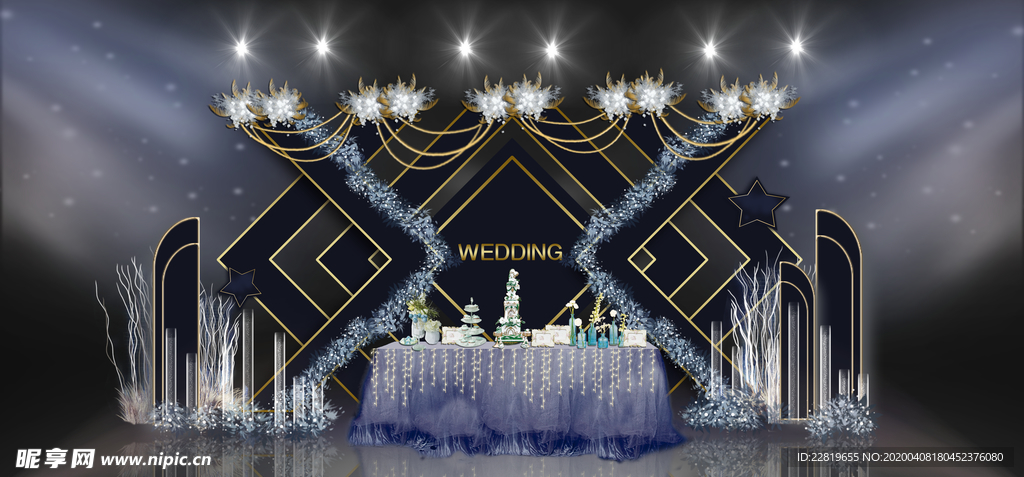 蓝色系婚礼设计背景