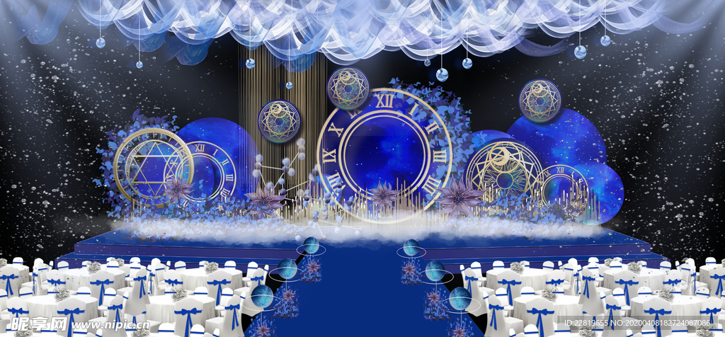 蓝色系婚礼设计背景
