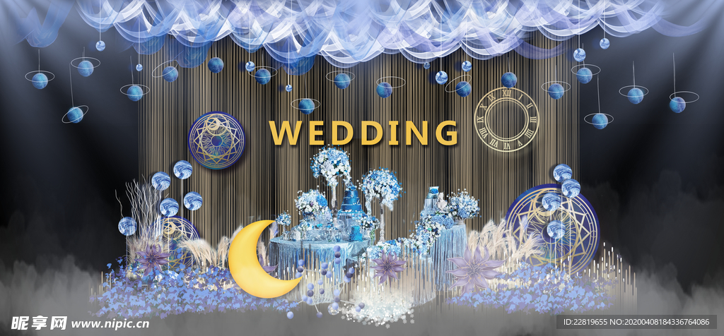 蓝色系婚礼设计背景