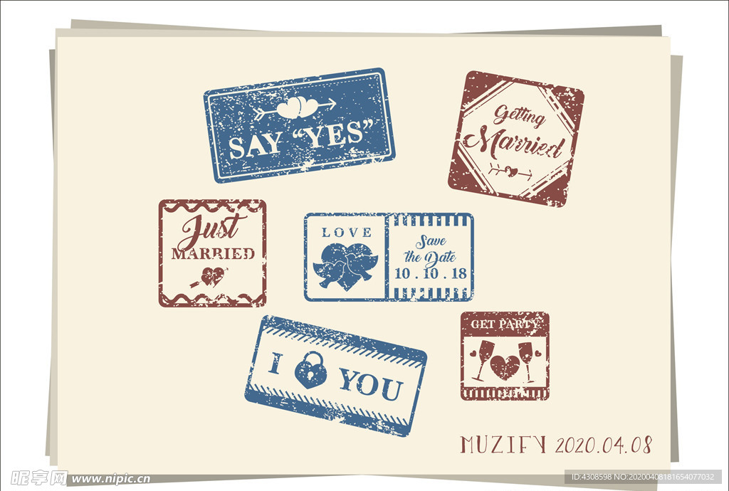 爱意 邮戳手绘稿