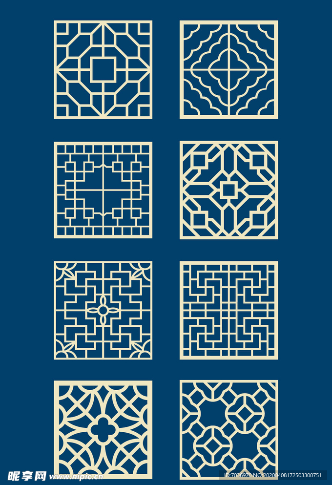 中国风方形装饰纹样