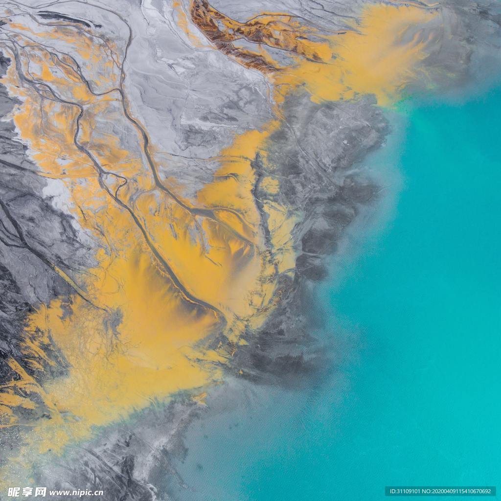 抽象水蓝与黄的融合