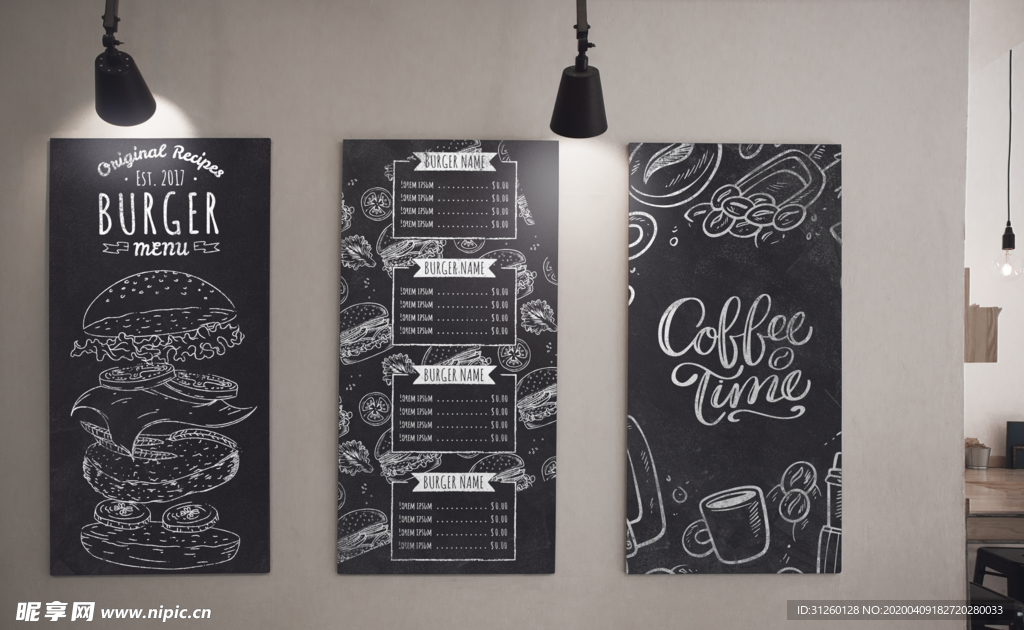 餐厅挂画  价目表样机