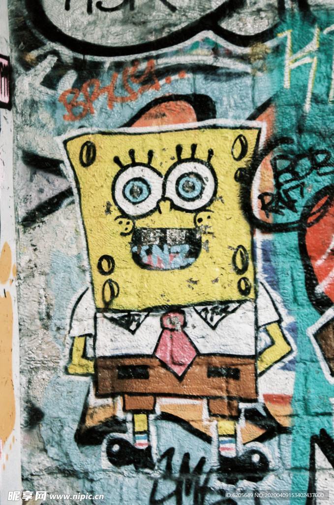 墙上的海绵宝宝涂鸦