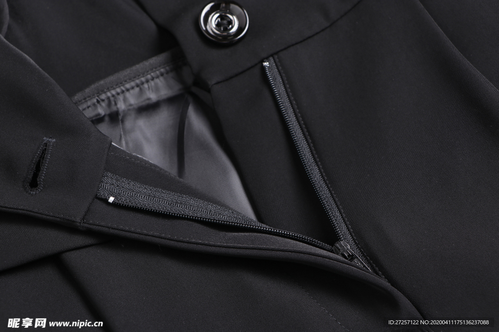 女装裤子开口拉链特写