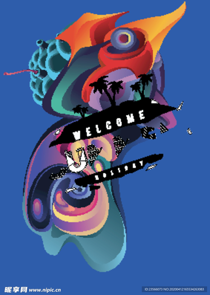 抽象炫彩液态图案