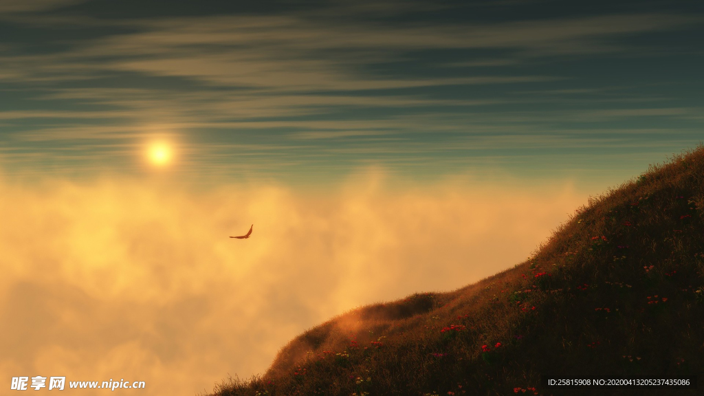 唯美夕阳天空云霞图片