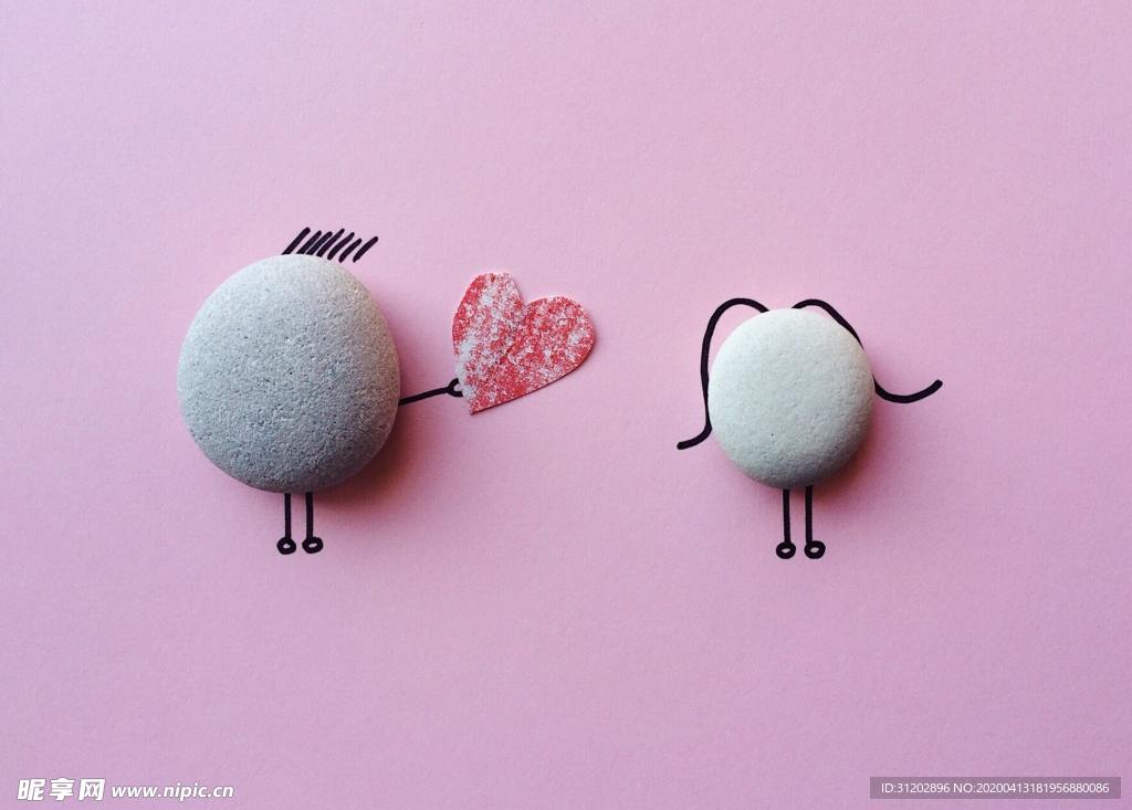 爱心 求爱 石头 石子