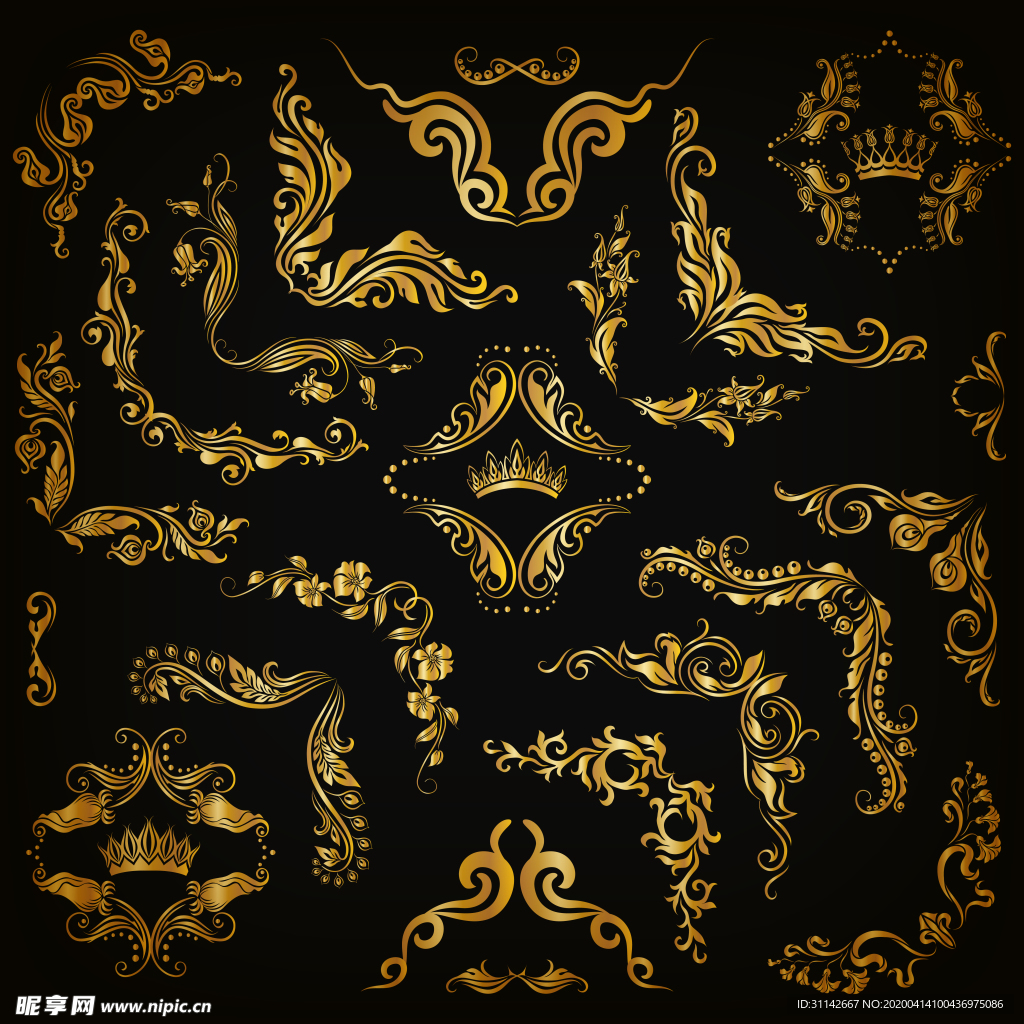 皇冠花纹边框合集