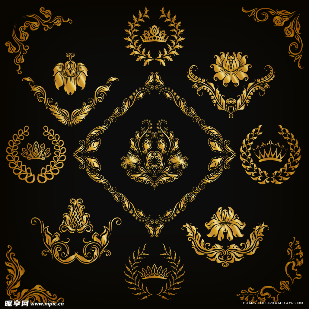 皇冠花纹边框合集