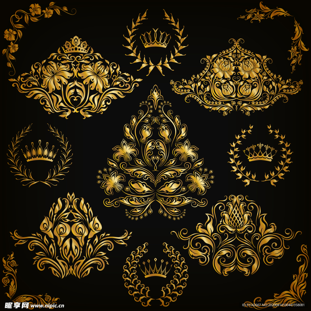 皇冠花纹边框合集