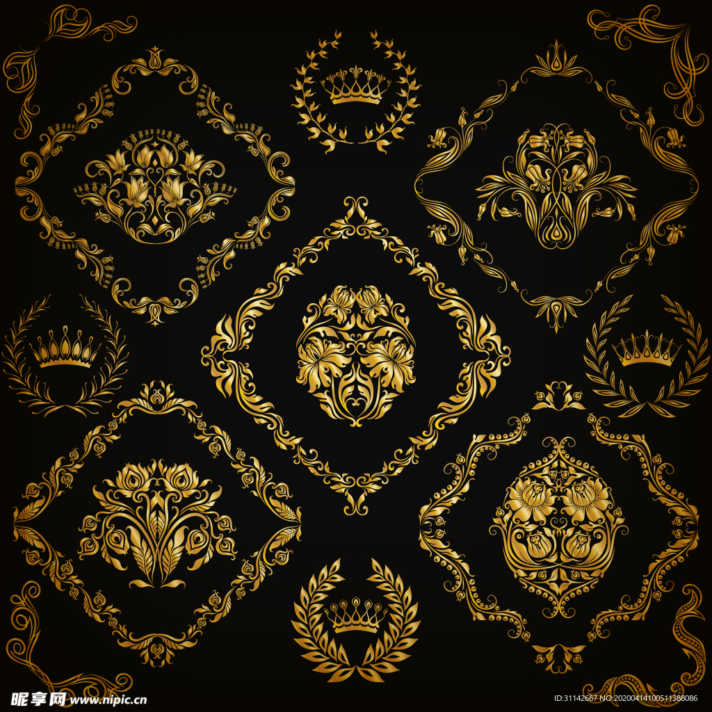 皇冠花纹边框合集