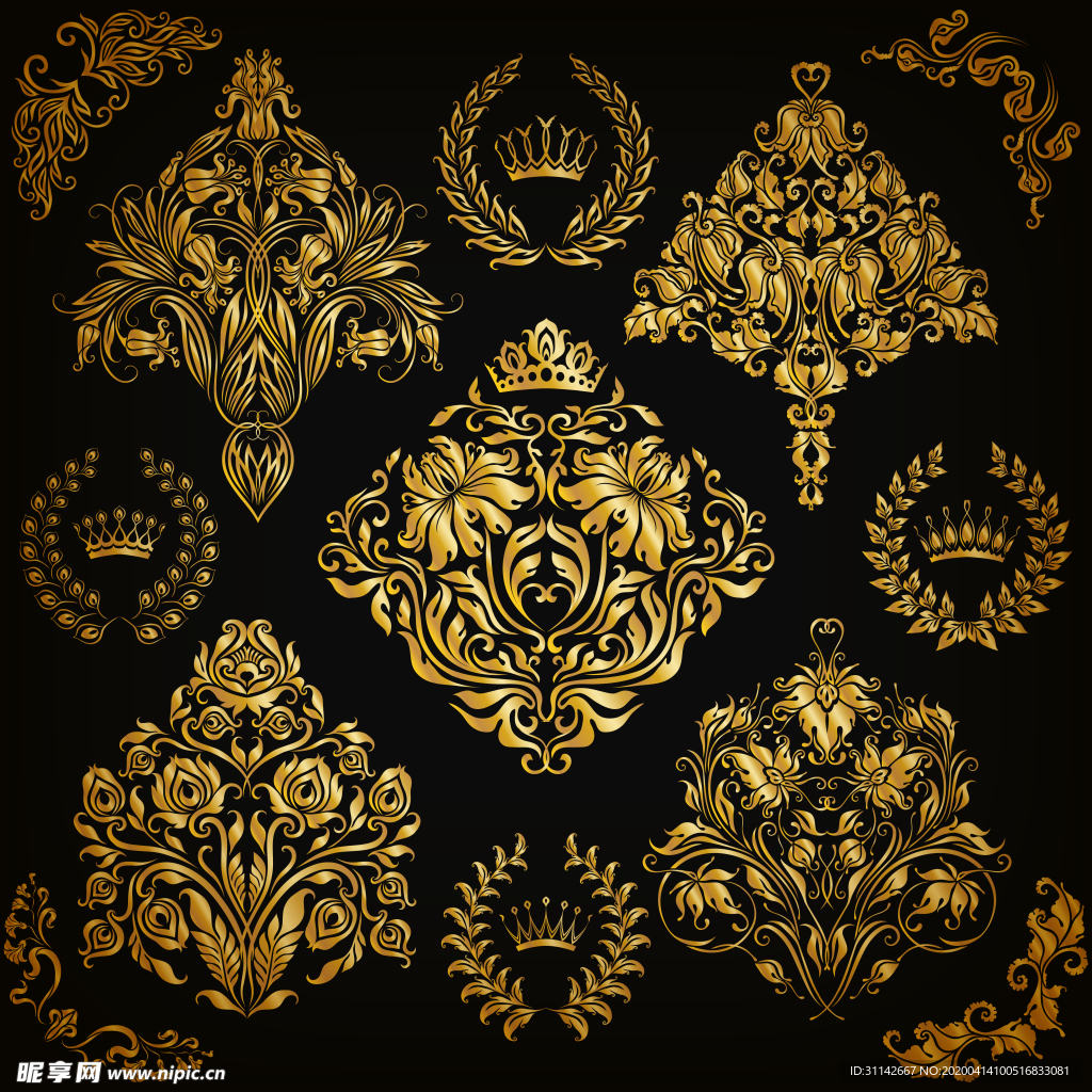 皇冠花纹边框合集
