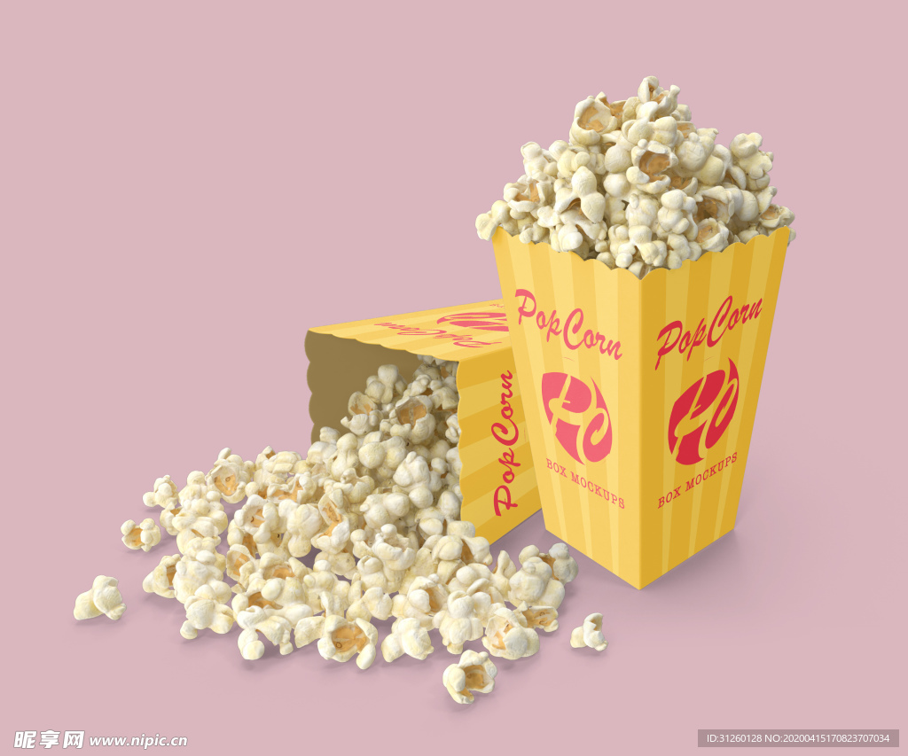爆米花包装贴图样机