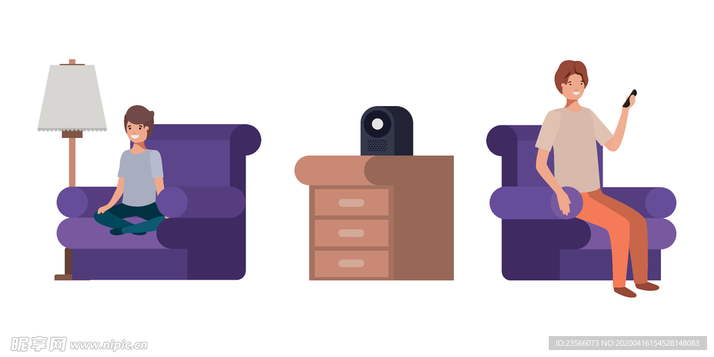 家庭成员生活插画