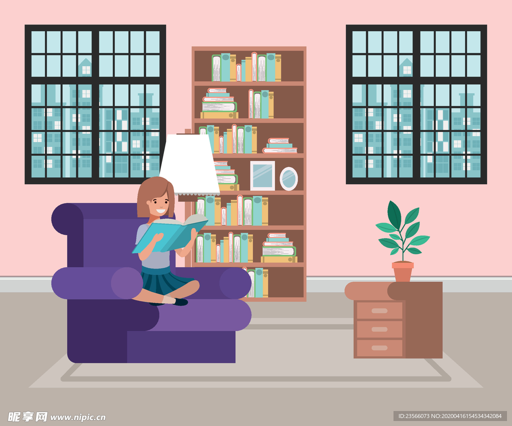 家庭成员生活插画