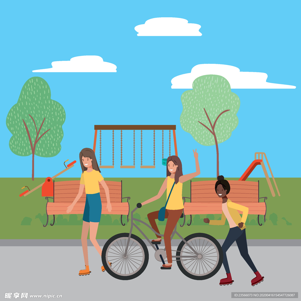 家庭成员生活插画