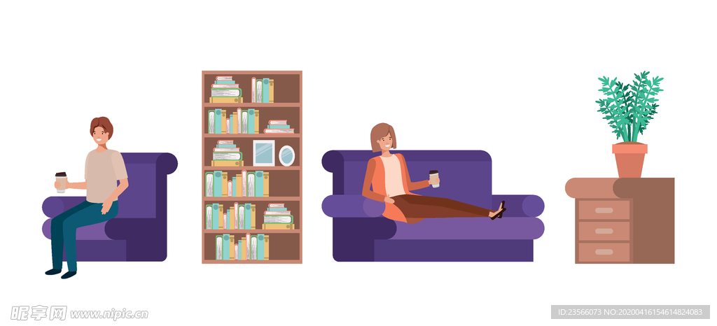 家庭成员生活插画