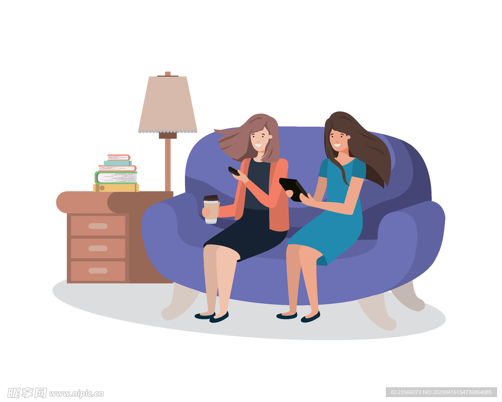 家庭成员生活插画