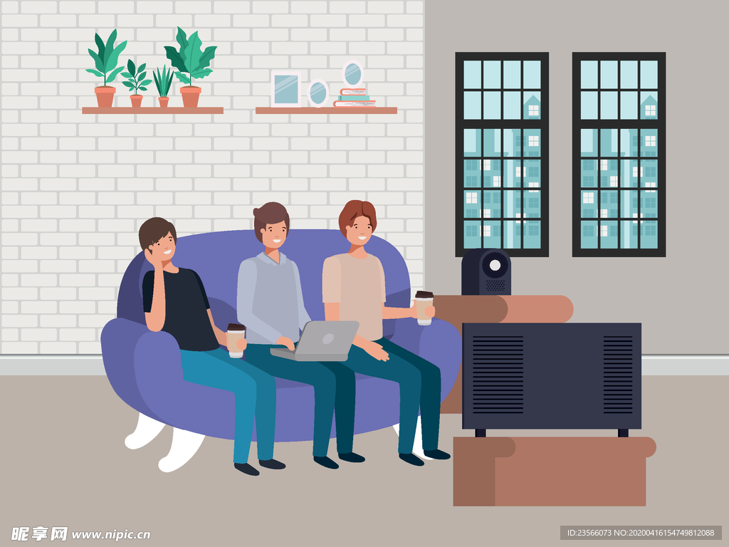 家庭成员生活插画