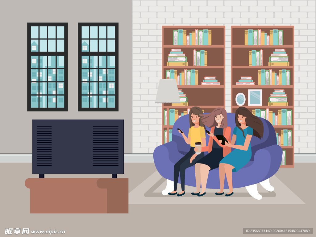 家庭成员生活插画