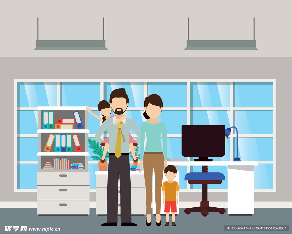 家庭成员生活插画