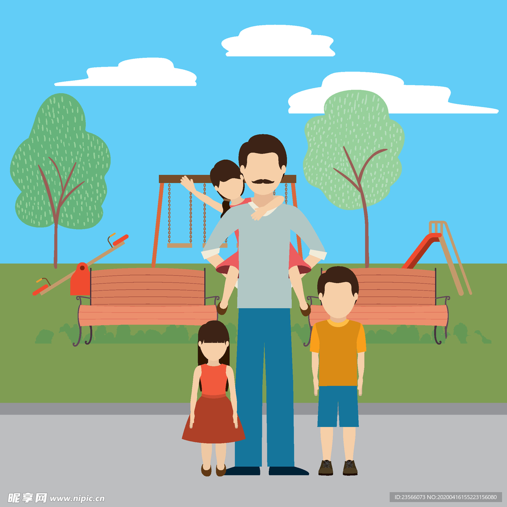 家庭成员生活插画