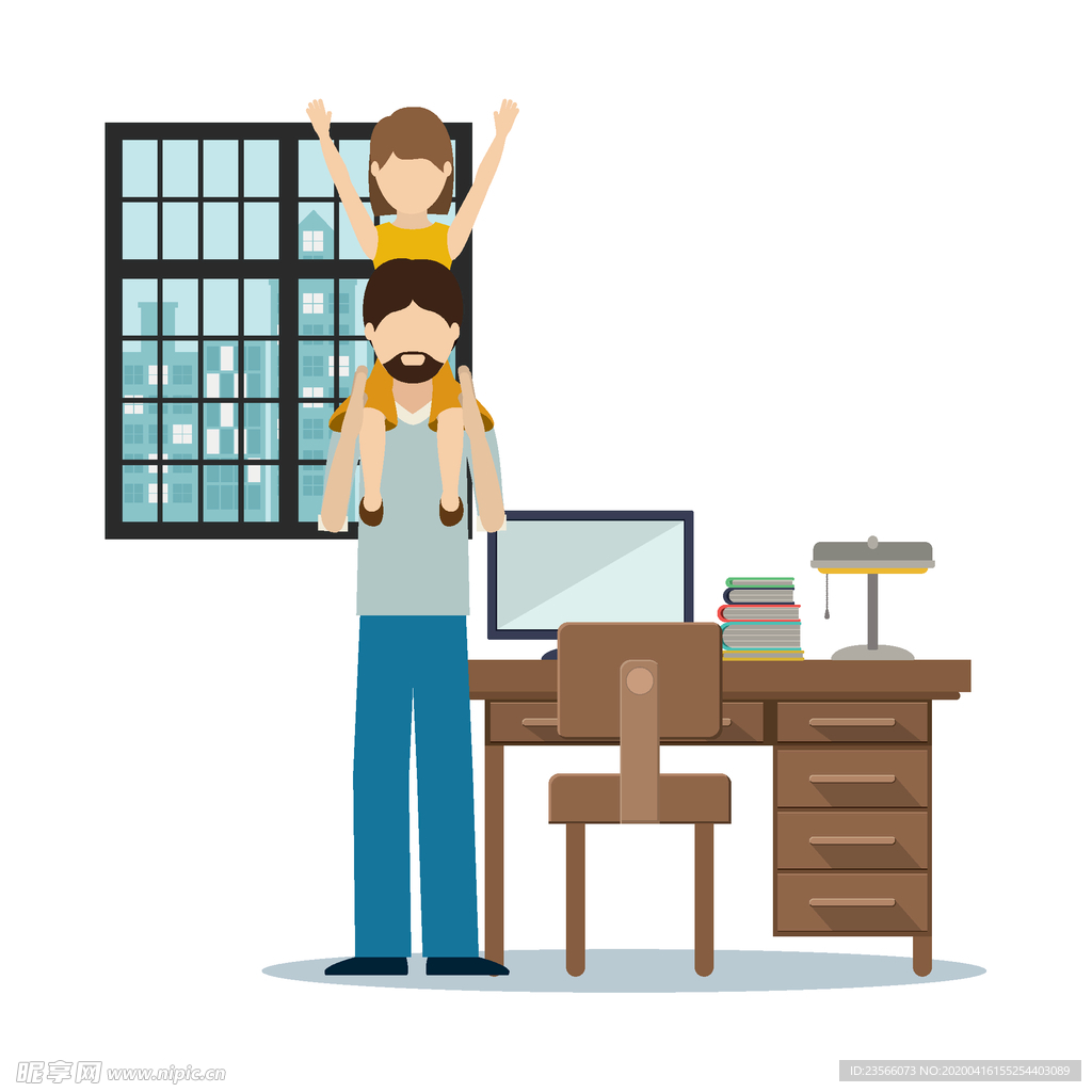 家庭成员生活插画