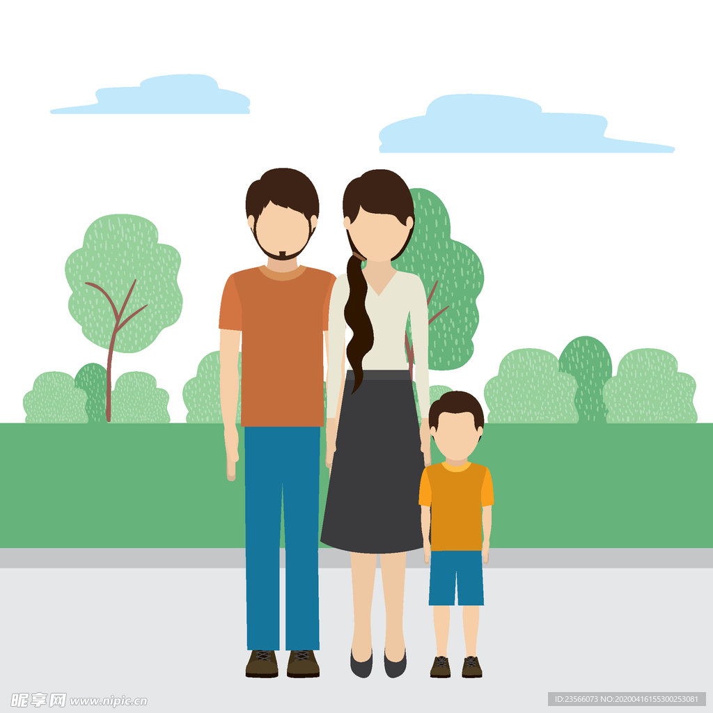 家庭成员生活插画