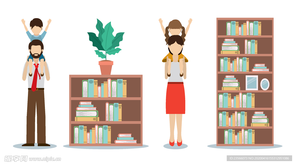 家庭成员生活插画