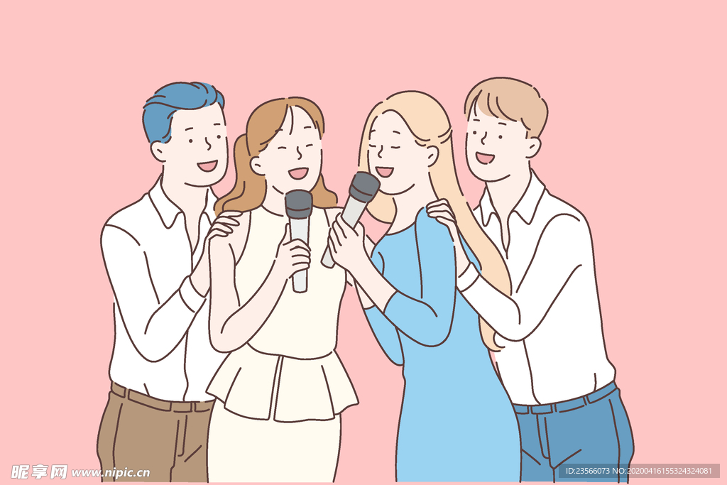 简笔人物生活插画