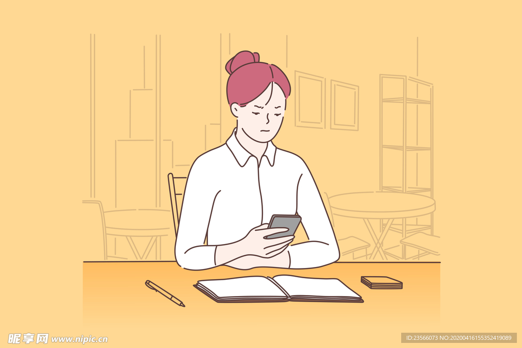 简笔人物生活插画